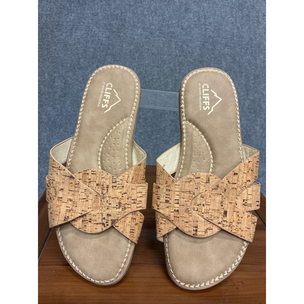 Cork Cliffs by White Mountain Fortunate Slide Sandals Tan Womens 6M